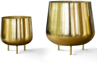 TrustBasket Jalsa Set of 2 (Gold) Plant Container Set(Pack of 2, Metal)