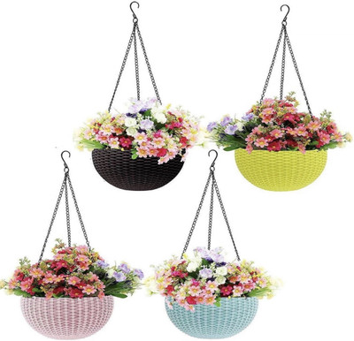 DAZZLE AGRI plant pots::flower pot::flower pots::indoor plant pots::designer flower pot::planters for tomatoes:: plant container set:: plant containers 12 inch::plant containers 20 inch::plant container set metal::plant container pot::plant container big size Plant Container Set(Pack of 4, Plastic)