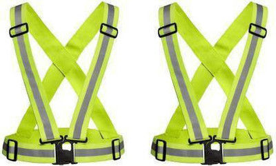 RPES Safe High Visibility Protective Safety Reflective Vest Belt Jacket, Night Cycling Reflector Strips Cross Belt Stripes Adjustable Vest Safety Jacket(Green)