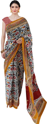 NIKHILAM Printed Daily Wear Pure Cotton Saree(Multicolor)