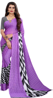 YASHIKA Printed, Digital Print Daily Wear Georgette Saree(Purple)
