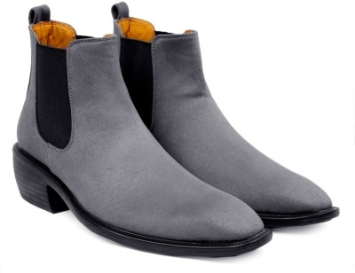 YUVRATO BAXI Men's Latest Slip-On Formal Boots Boots For Men(Grey , 6)