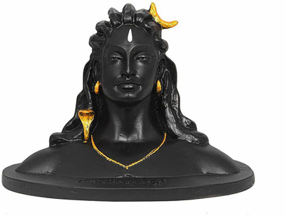 Adnate Adiyogi Shiva Shankara Resin Statue for Car Dashboard Decorative Showpiece  -  10 cm(Polyresin, Black)