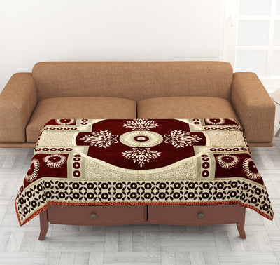 JAYVAAM Self Design 4 Seater Table Cover(COFFEE MEHROON, Velvet)