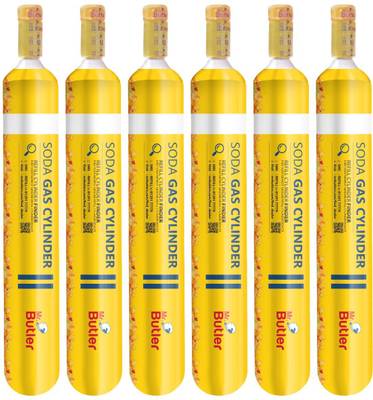 Mr. Butler Sodamaker Spare CO2 Gas Cylinder, Pack of 6, Steel Soda Maker