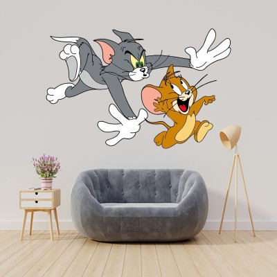 qth 70 cm MICKY & MOUSE CARTOON WALLSTICKER FOR LIVING ROOM (50X70) CM Self Adhesive Sticker(Pack of 1)