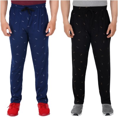 Guide Printed Men Black, Blue Track Pants