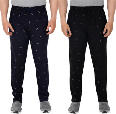 Guide Printed Men Black, Dark Blue Track Pants