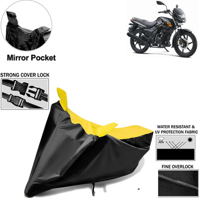 aksmit Two Wheeler Cover for TVS(Flame DS 125, Black, Yellow)