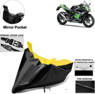 aksmit Two Wheeler Cover for Kawasaki(Ninja, Black, Yellow)