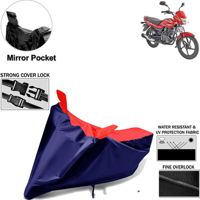 aksmit Two Wheeler Cover for Bajaj(Platina 100 DTS-i, Black, Red)