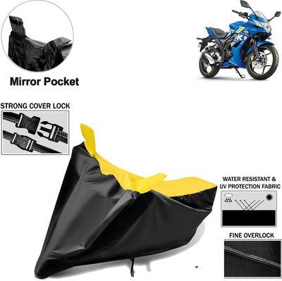 aksmit Two Wheeler Cover for Suzuki(Gixxer SF, Black, Yellow)