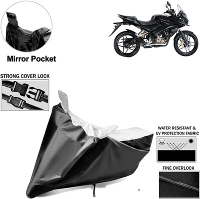 aksmit Two Wheeler Cover for Bajaj(Pulsar AS 150, Black, Silver)