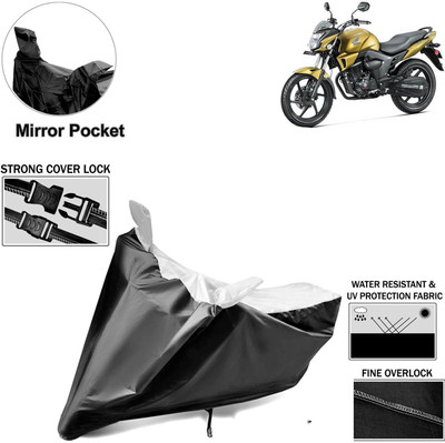 aksmit Two Wheeler Cover for Honda(CB Trigger, Black, Silver)