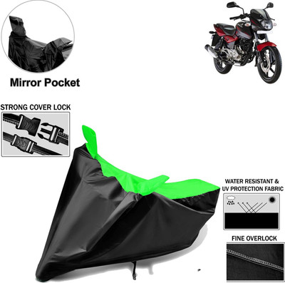 Rhtdm Two Wheeler Cover for Bajaj(Pulsar 180 DTS-i, Black, Green)