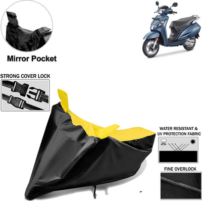 aksmit Two Wheeler Cover for Honda(Activa 125, Black, Yellow)