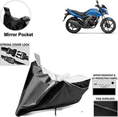 aksmit Two Wheeler Cover for Honda(CB, Black, Silver)