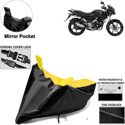 aksmit Two Wheeler Cover for Bajaj(Pulsar 135 LS DTS-i, Black, Yellow)