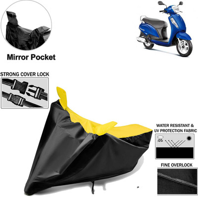aksmit Two Wheeler Cover for Suzuki(Access, Black, Yellow)