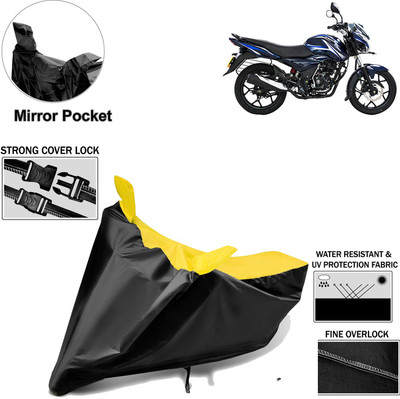 aksmit Two Wheeler Cover for Bajaj(Discover 125 DTS-i, Black, Yellow)