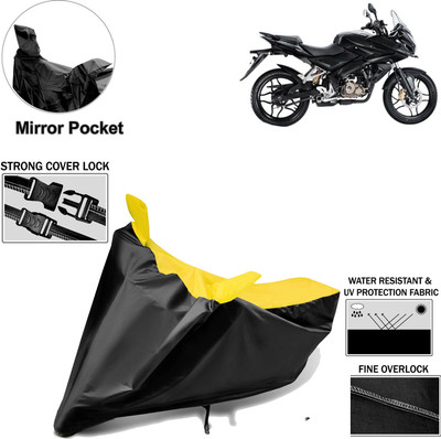 Rhtdm Two Wheeler Cover for Bajaj(Pulsar AS 150, Black, Yellow)