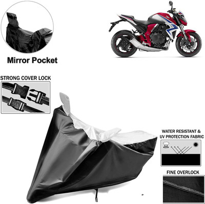 aksmit Two Wheeler Cover for Honda(CB 1000R, Black, Silver)