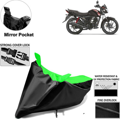 aksmit Two Wheeler Cover for Suzuki(Sling Shot Plus, Black, Green)