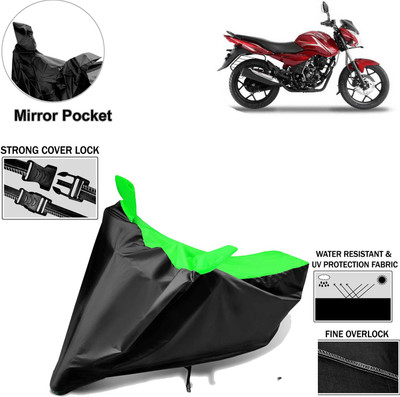 Rhtdm Two Wheeler Cover for Bajaj(Discover 150 s, Black, Green)