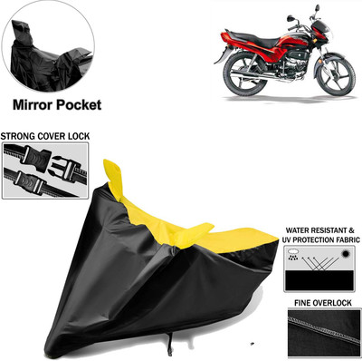 aksmit Two Wheeler Cover for Hero(Passion Plus, Black, Yellow)