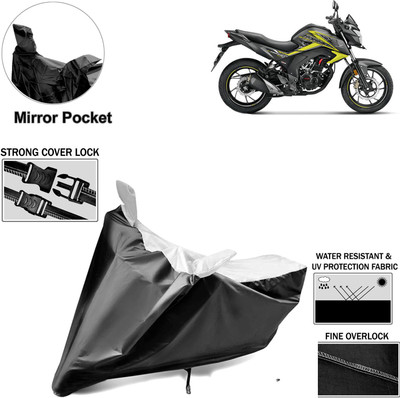 aksmit Two Wheeler Cover for Honda(CB Hornet 160, Black, Silver)