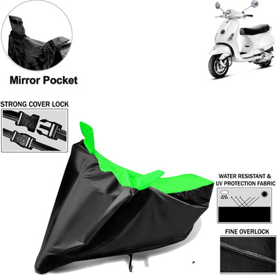 aksmit Two Wheeler Cover for Piaggio(Vespa LX, Black, Green)