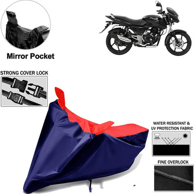 Rhtdm Two Wheeler Cover for Bajaj(Pulsar 135 LS DTS-i, Black, Red)