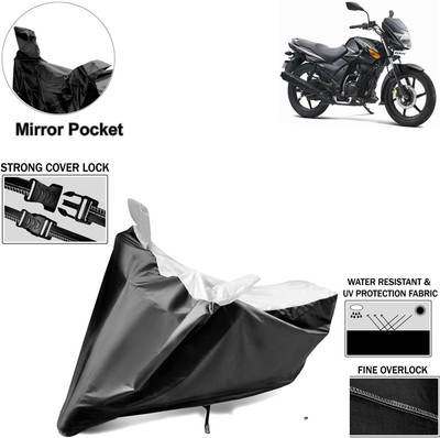 aksmit Two Wheeler Cover for TVS(Flame DS 125, Black, Silver)