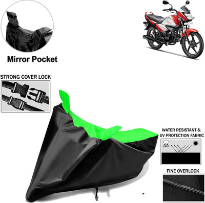 Rhtdm Two Wheeler Cover for Hero(Splendor I Smart, Black, Green)