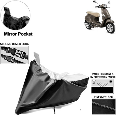 aksmit Two Wheeler Cover for Piaggio(Vespa SXL, Black, Silver)