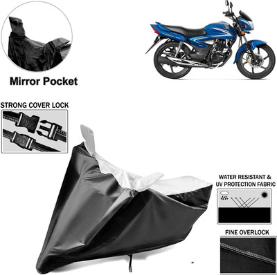 aksmit Two Wheeler Cover for Honda(CB Shine, Black, Silver)