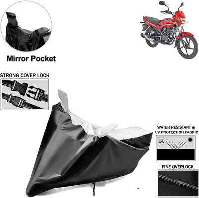 aksmit Two Wheeler Cover for Bajaj(Platina 100 DTS-i, Black, Silver)