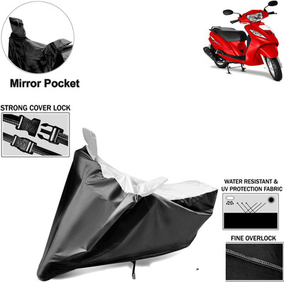 Rhtdm Two Wheeler Cover for TVS(Wego, Black, Silver)