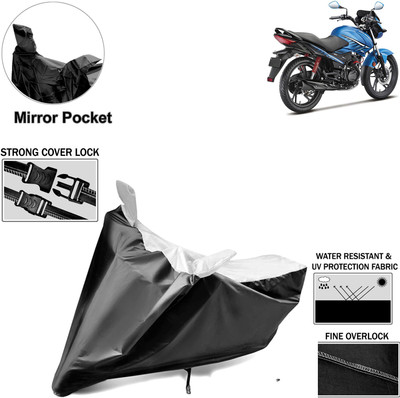 Rhtdm Two Wheeler Cover for Hero(Glamour FI, Black, Silver)