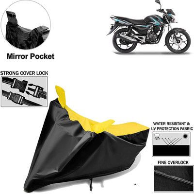 aksmit Two Wheeler Cover for Bajaj(Discover 100 DTS-i, Black, Yellow)