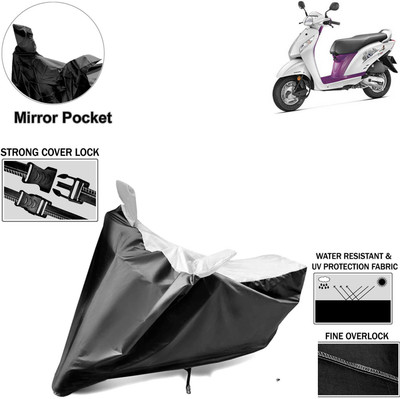 aksmit Two Wheeler Cover for Honda(Activa i, Black, Silver)
