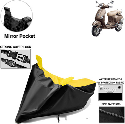 aksmit Two Wheeler Cover for Piaggio(Vespa, Black, Yellow)