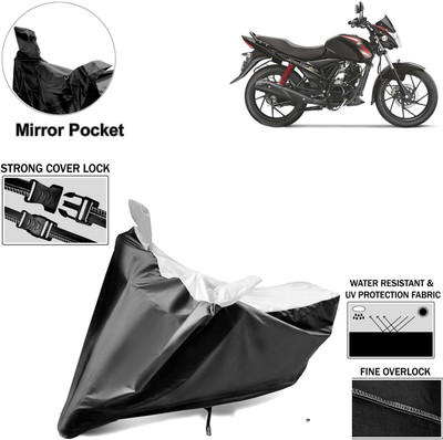 aksmit Two Wheeler Cover for Suzuki(Sling Shot Plus, Black, Silver)