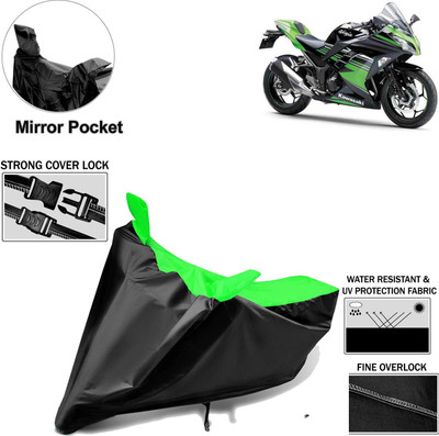 Rhtdm Two Wheeler Cover for Kawasaki(Ninja, Black, Green)