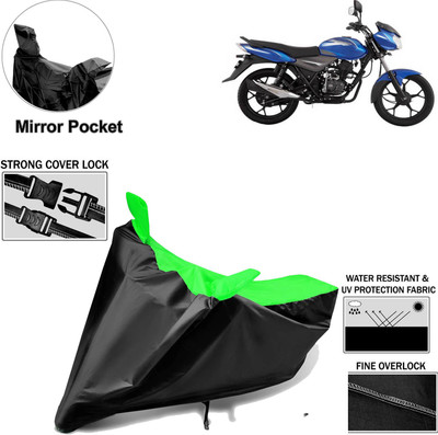 Rhtdm Two Wheeler Cover for Bajaj(Discover, Black, Green)