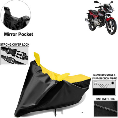 aksmit Two Wheeler Cover for Bajaj(Pulsar 180 DTS-i, Black, Yellow)