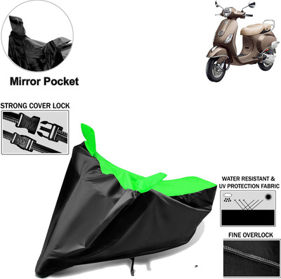 aksmit Two Wheeler Cover for Piaggio(Vespa, Black, Green)