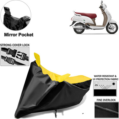 aksmit Two Wheeler Cover for Suzuki(Access SE, Black, Yellow)