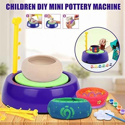 KCCOLLECTION Educational Pottery Wheel KIT Game Set for Kids. | with Clay Pot Making Machine, Colors and Stencils. | Creative Toy and Make Unique...