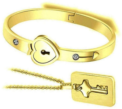 ruby collection Stainless Steel Silver Gold Jewellery Set(Pack of 1)